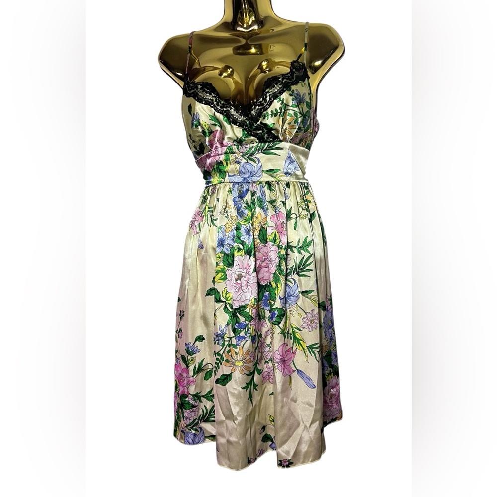 Charlotte Russe Y2K vtg Floral Lace slip Dress size 9 Fairycore